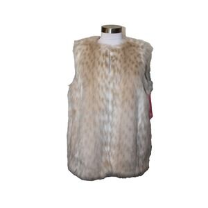 Betsey Johnson Women's Faux Fur Animal Print Vest - Size L NWT